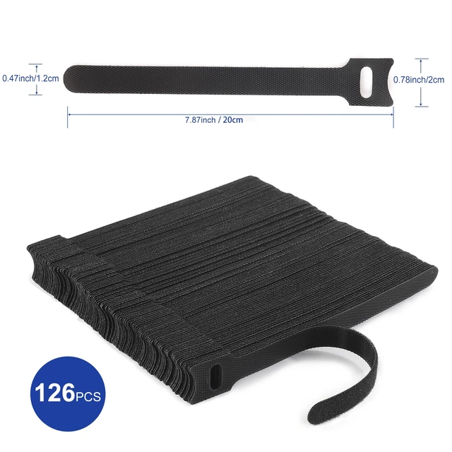 Alt view image 2 of 7 - Reusable Cable Ties, 126 PCS 8 Inches Adjustable Cord Straps Wire Organizer Cord Wrap and Hook Loop Cable Management