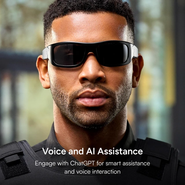 Alt view image 3 of 7 - Armor Smart Safety Glasses, TR90 Frame, Light Adaptive Lenses, Open Ear Speakers & Microphone - ANSI Z87.1