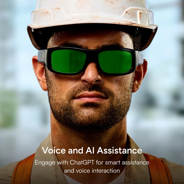 Alt view image 5 of 7 - Armor Smart Safety Glasses, TR90 Frame, Light Adaptive Lenses, Open Ear Speakers & Microphone - ANSI Z87.1