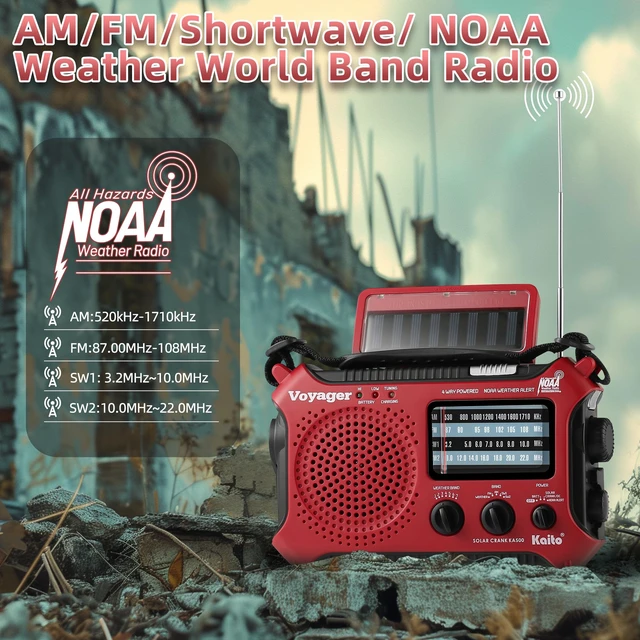 Alt view image 5 of 7 - KA500RED 5-Way Powered Emergency AM/FM/SW Weather Alert Radio, Red