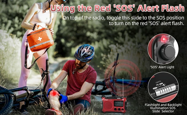 Alt view image 7 of 7 - KA500RED 5-Way Powered Emergency AM/FM/SW Weather Alert Radio, Red