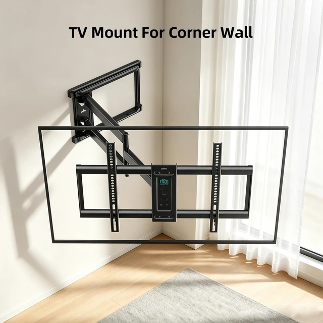 Alt view image 3 of 7 - Corner TV Wall Mount Long Arm Full Motion Bracket for 3280 TVs 90° corner tv mount for wall,30.12" long extension,Pre-assembled,swivel tilt leveling,Holds 110 lbs,Max VESA 600x400mm