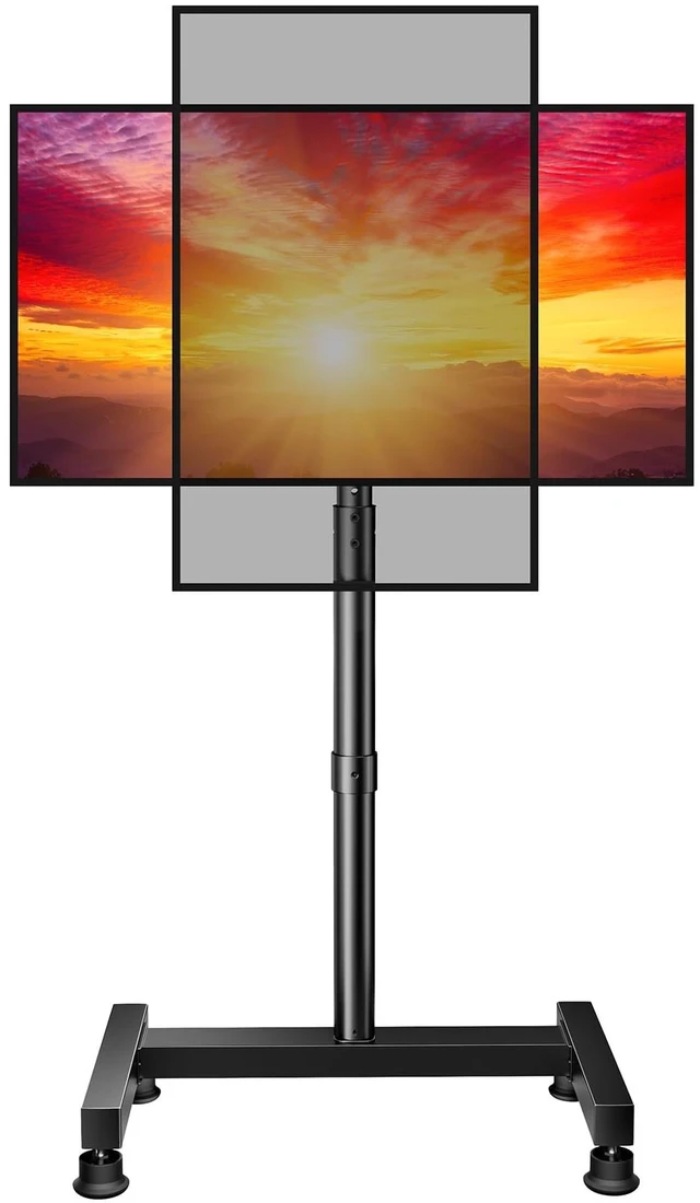Main image of Floor TV Stand with Mount for 26-50 inch TVs up to 55 lbs, TV Floor Stand with Rotation, Tilt, Level, Height Adjustable TV Stand for Bedroom/Living Room, Max VESA 300x300mm, PGFS12