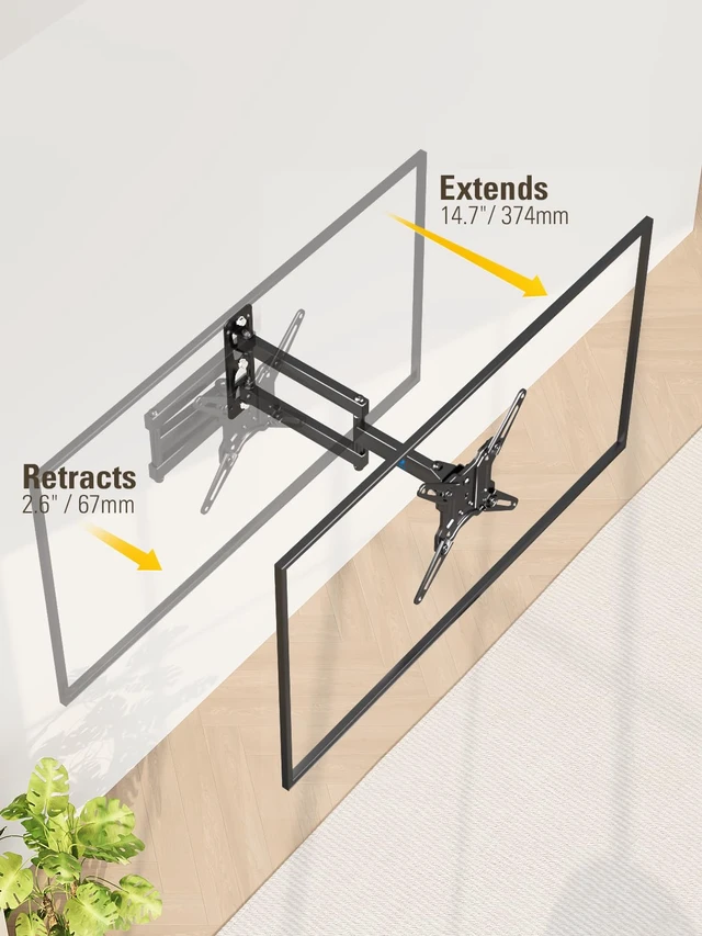 Alt view image 4 of 7 - TV Wall Mount Swivel and Tilt Extend for Most 17-43 Inch TVs Full Motion Corner TV Mount, Articulating Wall Mount TV Bracket Swivel and Tilt, Single Stud Max VESA 200x200mm, Up to 50LBS