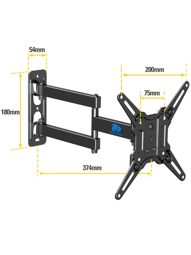 Alt view image 7 of 7 - TV Wall Mount Swivel and Tilt Extend for Most 17-43 Inch TVs Full Motion Corner TV Mount, Articulating Wall Mount TV Bracket Swivel and Tilt, Single Stud Max VESA 200x200mm, Up to 50LBS