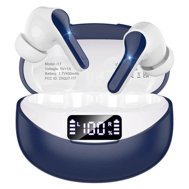 Main image of Wireless Earbuds, Bluetooth 5.4 Headphones HIFI Stereo/Crystal clear, Blue Noise Cancelling Mic Ear buds with 50H Playback, LED Digital Display, IPX7 Waterproof Earphones for Office/Running/Workout