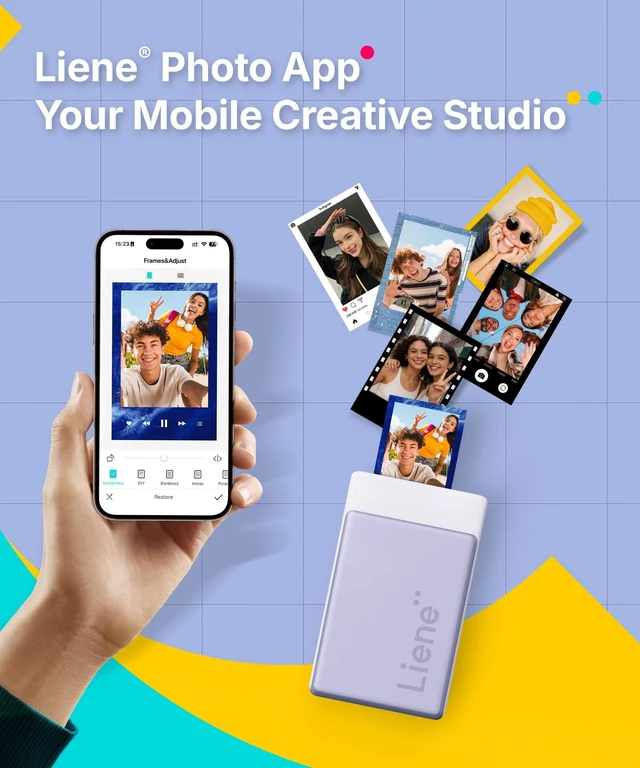 Alt view image 3 of 7 - Pearl N200 Pro Portable Photo Printer, Instant Mini Picture Printer for iPhone Smartphone, Thermal Dye Sublimation, Bluetooth Sticker Printer 50 Sheets 2x3 Adhesive Paper & 5 Cartridges, Purple