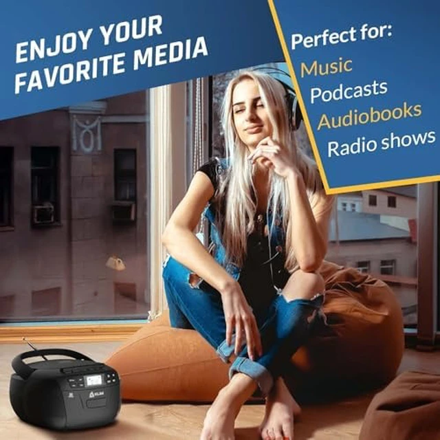 Alt view image 4 of 7 - CD Cassette Player and Recorder, AM FM Radio, Bluetooth, USB 3W Stereo Speakers, Song Programming Included, Remote Operates Up to 6 Metres Away