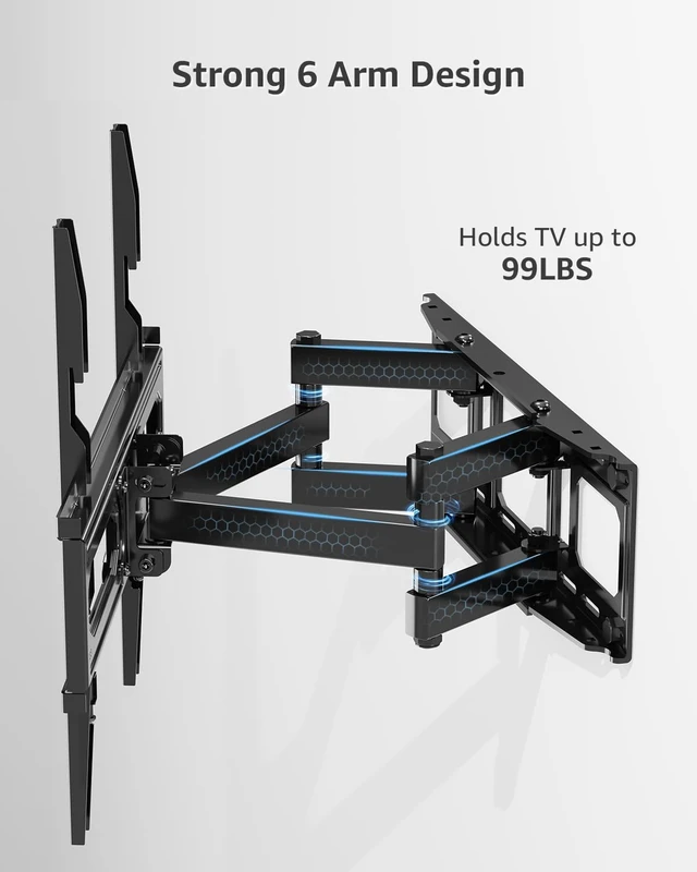 Alt view image 3 of 7 - TV Wall Mount for Most 26-65 Inch Flat/Curved TVs, Full Motion TV Mount Fit 16" Wood Stud, Wall Mount TVs Bracket with Dual Swivel Articulating Arm Max VESA 400x400mm up to 99 LBS