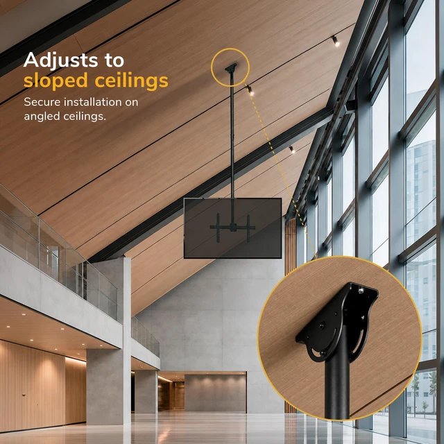 Alt view image 3 of 7 - Extra Long TV Ceiling Mount, 10-Ft Pole, MI-509XL Full motion 360 rotation fits 32-75" TVs up to 110 lbs, height adjustable 98-118"