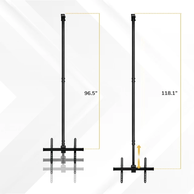 Alt view image 7 of 7 - Extra Long TV Ceiling Mount, 10-Ft Pole, MI-509XL Full motion 360 rotation fits 32-75" TVs up to 110 lbs, height adjustable 98-118"