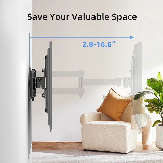Alt view image 3 of 7 - Full Motion TV Monitor Wall Mount for Most 13-43 Inch LED LCD Flat Curved Screen TVs & Monitors, Articulating Arms Swivel Tilt Extension Rotation, Max VESA 200x200mm up to 44lbs, MA1345