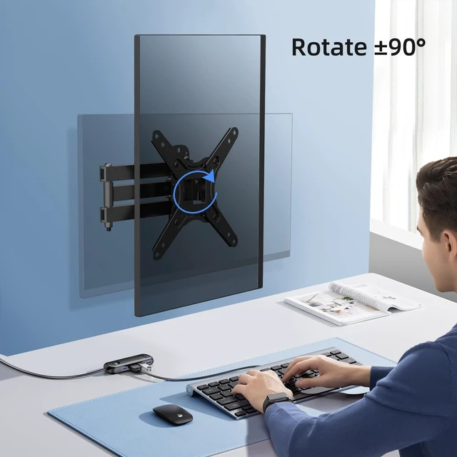 Alt view image 4 of 7 - Full Motion TV Monitor Wall Mount for Most 13-43 Inch LED LCD Flat Curved Screen TVs & Monitors, Articulating Arms Swivel Tilt Extension Rotation, Max VESA 200x200mm up to 44lbs, MA1345
