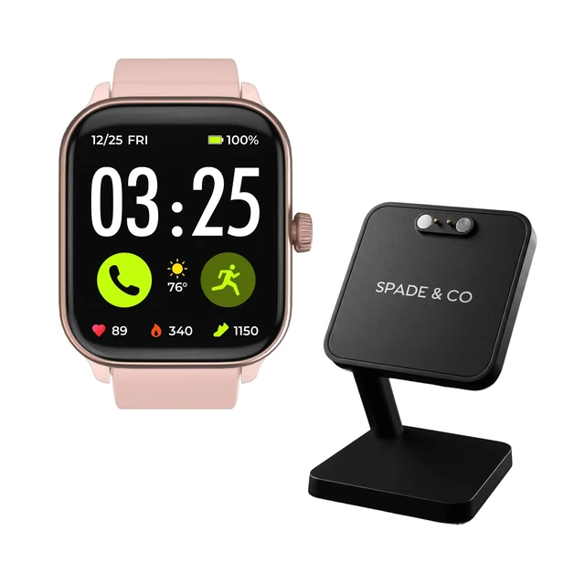 Alt view image 3 of 7 - Health Smartwatch 4 Bundle with Charging Dock Heart Rate, Sleep & SpO2 Monitor, Pedometer, 10+ Day Battery, Answer/Make Calls, IP68 Waterproof, iOS & Android Rose Gold