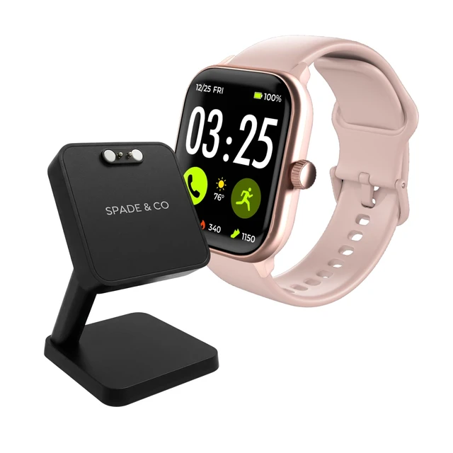 Alt view image 4 of 7 - Health Smartwatch 4 Bundle with Charging Dock Heart Rate, Sleep & SpO2 Monitor, Pedometer, 10+ Day Battery, Answer/Make Calls, IP68 Waterproof, iOS & Android Rose Gold