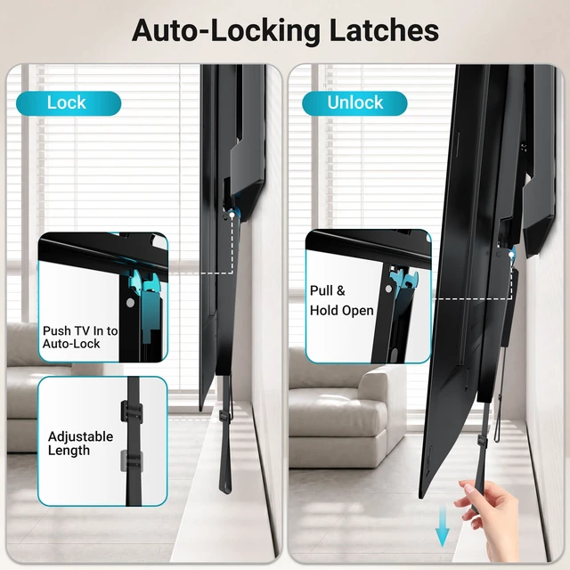 Alt view image 6 of 7 - Heavy Duty Fixed TV Wall Mount, 43-100 Inch TVs, Max VESA 800x600mm One-Piece Bracket up to 265 lbs for Flat Screen TVs, Low Profile Design, 0.9" from Wall, Fits 16"/24"/32" Wood Studs