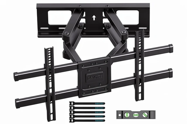 Main image of Full Motion TV Wall Mount for 37-85 Inch TVs, Heavy Duty Swivel Tilt Hold up to 132lbs, Articulating Dual Arm Wall Mount TV Bracket, Max VESA 600x400mm, Fits 16" Wood Studs