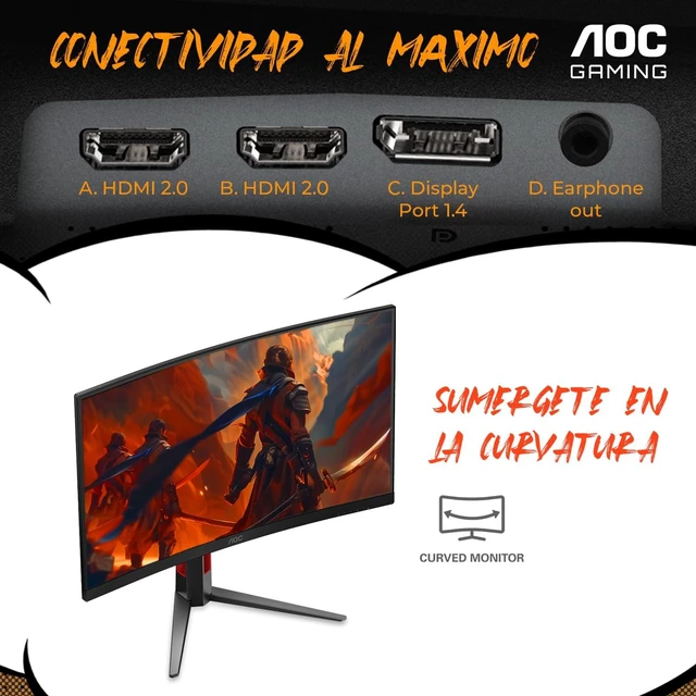 Alt view image 2 of 7 - 27 Inch Curved Gaming Monitor FHD 200Hz VA 0.3ms HDR, C27G4H2 1920×1080 Computer Monitor, Adaptive-Sync, DP 1.4, HDMI 2.0, Earphone Out, VESA Mount, Console Ready
