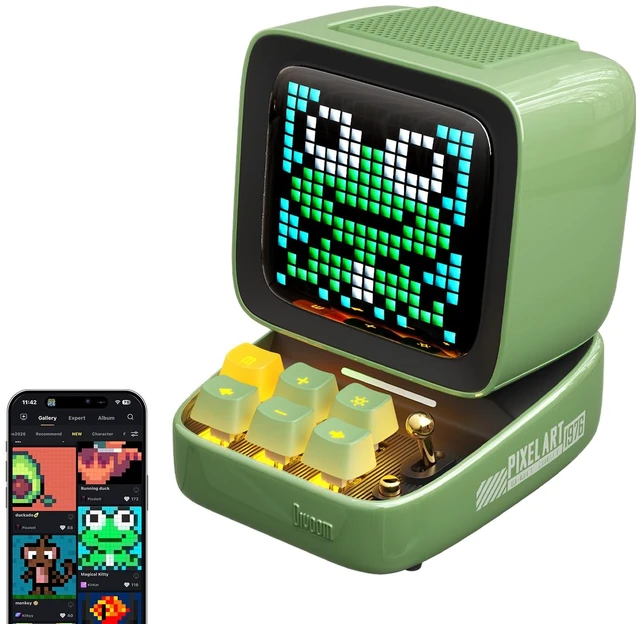 Main image of Ditoo Retro Pixel Art 15W Bluetooth Speaker,Cute Speaker with Alarm, White Noise & Mini Games,Iconic Desk Setup Speaker with 16X16 LED App Controlled Front Screen,Gifts for Anyone (Green)