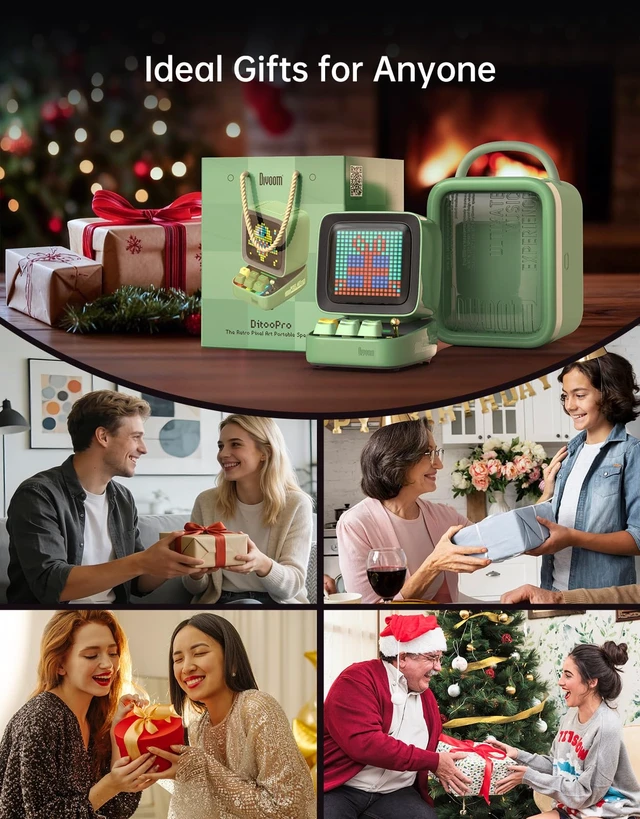 Alt view image 3 of 7 - Ditoo Retro Pixel Art 15W Bluetooth Speaker,Cute Speaker with Alarm, White Noise & Mini Games,Iconic Desk Setup Speaker with 16X16 LED App Controlled Front Screen,Gifts for Anyone (Green)