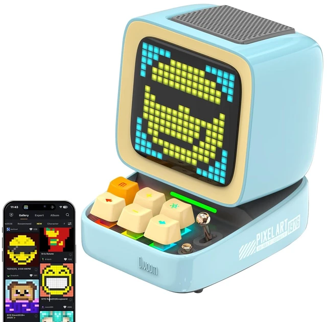 Main image of Ditoo Retro Pixel Art 15W Bluetooth Speaker,Cute Speaker with Alarm,White Noise & Mini Games,Iconic Desk Setup Speaker with 16X16 LED App Controlled Front Screen,Gifts for Anyone (Blue)