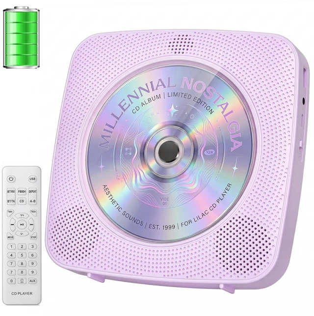 Main image of CD Player Portable Bluetooth CD Players for Home Rechargeable Desktop Wall Mountable Portable CD Player Dual Speakers 1800mAh Boombox FM Radio MP3 Music Player Small CD Player