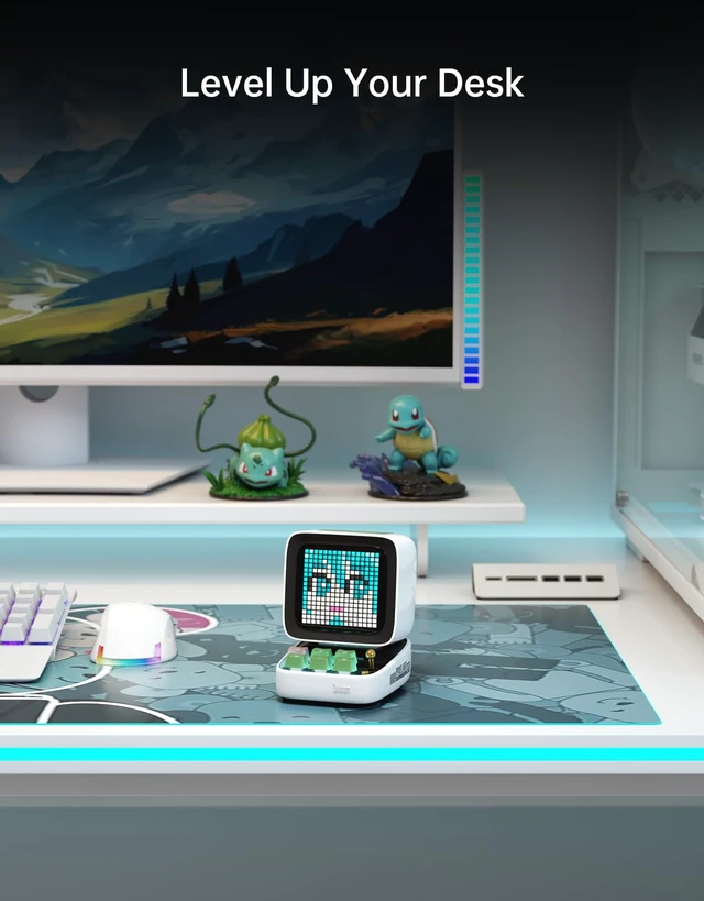 Alt view image 6 of 7 - Ditoo Retro Pixel Art 15W Bluetooth Speaker,Cute Speaker with Alarm,White Noise & Mini Games,Iconic Desk Setup Speaker with 16X16 LED App Controlled Front Screen,Gifts for Anyone (White)