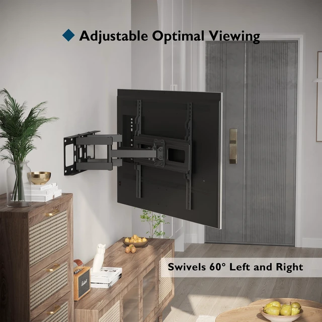 Alt view image 3 of 7 - Full Motion TV Wall Mountfor 23-70 Inch TVs, Swivel Tilt Dual Arms Hold up to 99 lbs, Max VESA 400x400mm, Adjustable Viewing Angle, Fits 16" Wood Studs, Easy Assembly