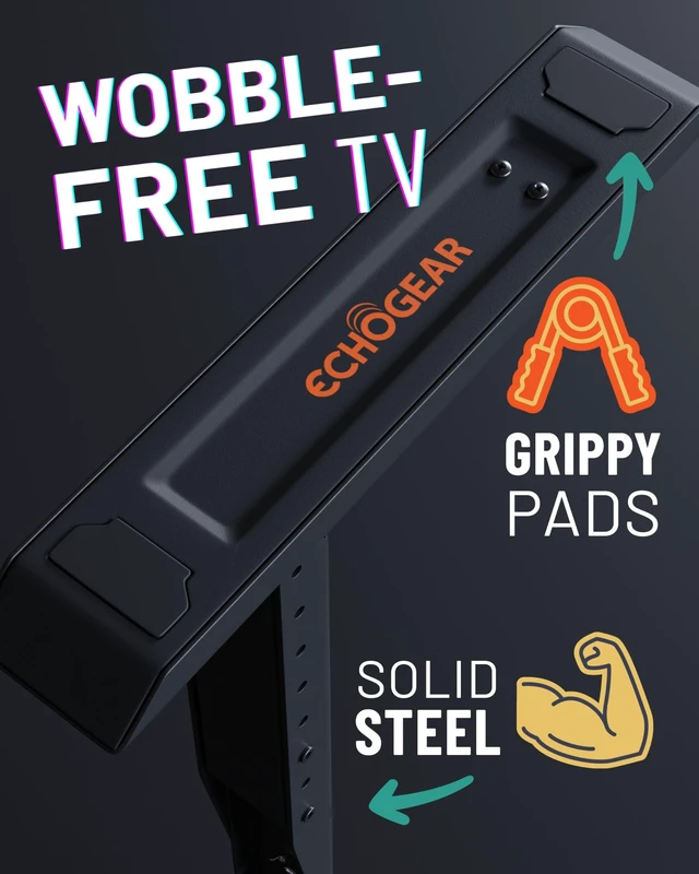 Alt view image 5 of 7 - Universal TV Stand for 49-77 TVs up to 100lbs, Adjustable Height Renter-friendly TV stand features 8.5 height adjustment, wobble-free design, room for soundbars, and DIY install w/ hardware