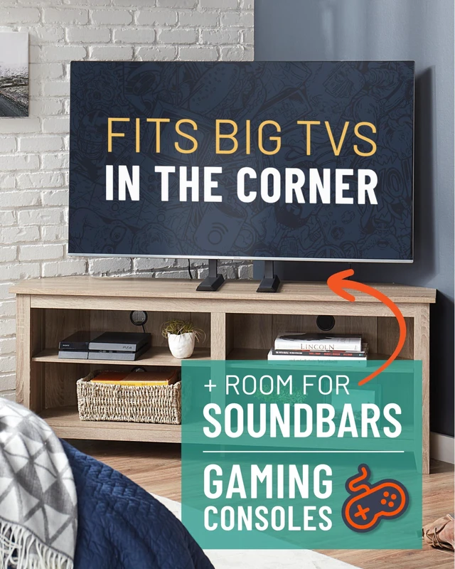 Alt view image 4 of 7 - Universal TV Stand for 49-77 TVs up to 100lbs, Adjustable Height Renter-friendly TV stand features 8.5 height adjustment, wobble-free design, room for soundbars, and DIY install w/ hardware