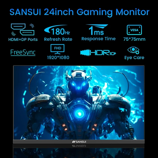 Alt view image 2 of 7 - 24 Inch Gaming Monitor 180Hz, DP 1.4 & HDMI 2.0 Ports High Refresh Rate Computer Monitor, Racing FPS RTS Modes, 1ms Response Time 110% sRGB (ES-G24F4, HDMI Cable Included)