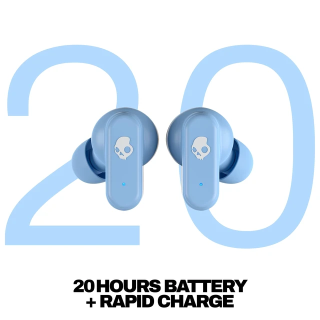 Alt view image 2 of 7 - Dime 3 Wireless In-Ear Bluetooth Earbuds - Preppy Blue Noise Isolating Fit, 20 Hours Battery, Microphone for iPhone Android, Easy Carry with Integrated Lanyard, Travel Friendly