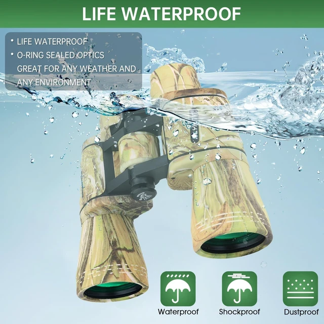 Alt view image 3 of 7 - 20x50 High Powered Binoculars for Adults, Waterproof Binoculars with Low Light Vision for Bird Watching Hunting Camping Travel Cruise Hiking Sports Stargazing, Birthday Gifts for Men