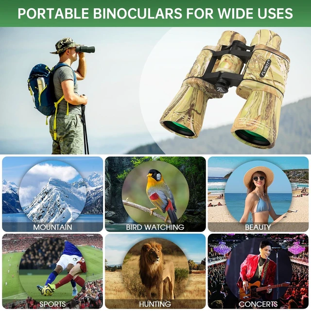 Alt view image 6 of 7 - 20x50 High Powered Binoculars for Adults, Waterproof Binoculars with Low Light Vision for Bird Watching Hunting Camping Travel Cruise Hiking Sports Stargazing, Birthday Gifts for Men