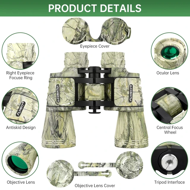 Alt view image 2 of 7 - 20x50 High Powered Binoculars for Adults, Waterproof Binoculars with Low Light Vision for Bird Watching Hunting Camping Travel Cruise Hiking Sports Stargazing, Unique Gifts for Men