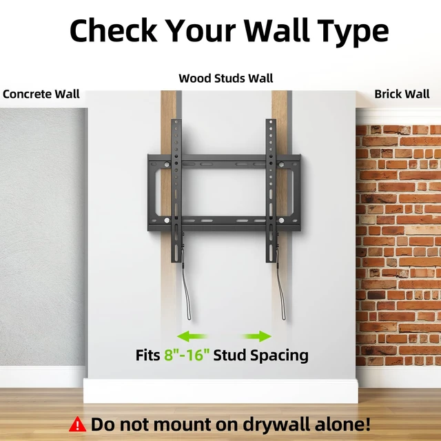 Alt view image 5 of 7 - Fixed TV Wall Mount with Low Profile for Most 26-55 Inch LED, LCD and Flat Screen TVs, TV Mount Bracket with VESA Up to 400x400mm and Weight Capacity 99lbs,and Space Saving TV Bracket