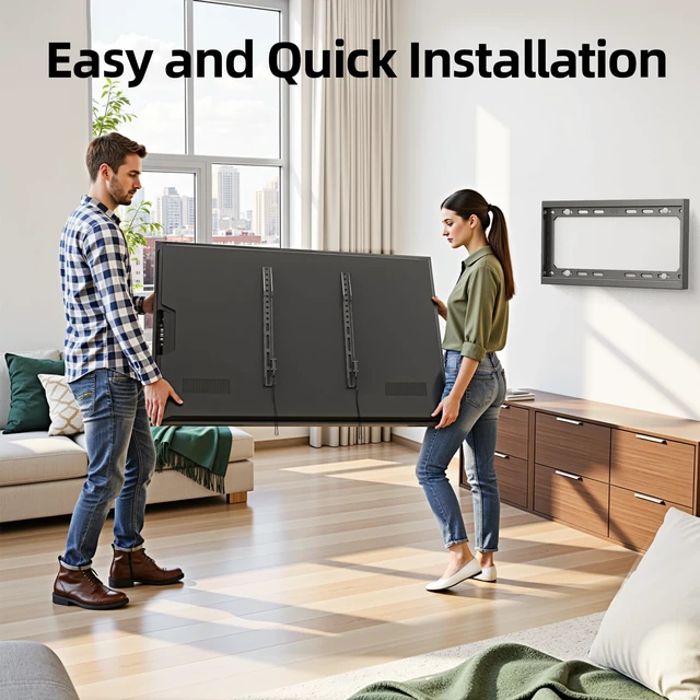Alt view image 7 of 7 - Fixed TV Wall Mount with Low Profile for Most 26-55 Inch LED, LCD and Flat Screen TVs, TV Mount Bracket with VESA Up to 400x400mm and Weight Capacity 99lbs,and Space Saving TV Bracket