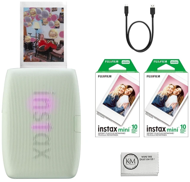 Main image of INSTAX Mini Link 3 Smartphone Printer Sage Green Bundled INSTAX Mini Instant Film 20 Exposures + Microfiber Cleaning Cloth (3 Items)