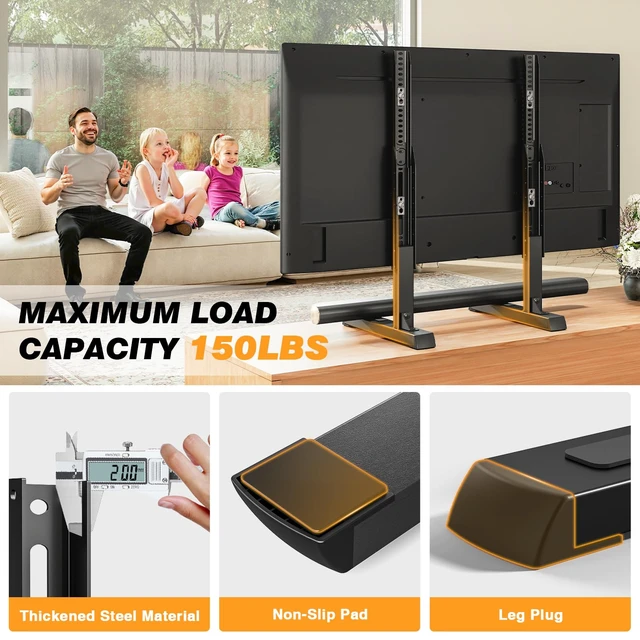 Alt view image 4 of 7 - Universal TV Stand Legs Mount for 24-80 inch TVs Height Adjustable Table Top TV Base Holds up to 150 lbs, Replacement TV Feet with Cable Management, Max VESA 800x500mm
