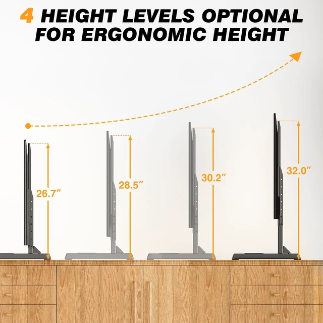 Alt view image 5 of 7 - Universal TV Stand Legs Mount for 24-80 inch TVs Height Adjustable Table Top TV Base Holds up to 150 lbs, Replacement TV Feet with Cable Management, Max VESA 800x500mm