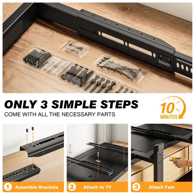 Alt view image 6 of 7 - Universal TV Stand Legs Mount for 24-80 inch TVs Height Adjustable Table Top TV Base Holds up to 150 lbs, Replacement TV Feet with Cable Management, Max VESA 800x500mm
