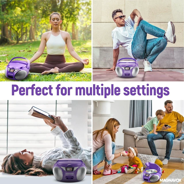 Alt view image 7 of 7 - MD6924 Portable Top Loading CD Boombox with AM/FM Stereo Radio CD-R/CD-RW Compatible LED Display AUX Port Supported Programmable CD Player (Purple)