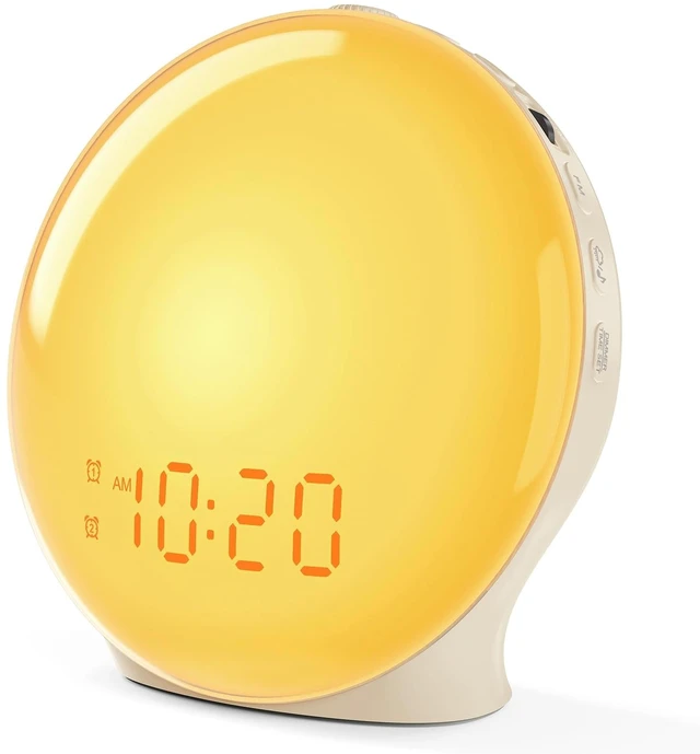 Main image of Full-Screen Wake Up Light Sunrise Alarm Clocks for Bedrooms, White Noise Machine for Heavy Sleepers, 25 Natural Sounds, Dual Alarms, FM Radio, 17 Dimmable Colors, Bluetooth Speaker