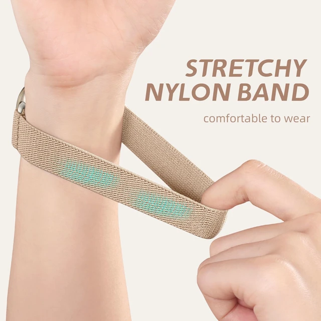 Alt view image 4 of 7 - Stretchy Bands Compatible with Fitbit Versa 4/Sense 2/Sense/Versa 3 Water-Resistant Elastic Band Compatible with Fitbit Versa 4 Bands for Woman, Soft Nylon Strap for Sense 2/Sense/Versa 3,5Pack