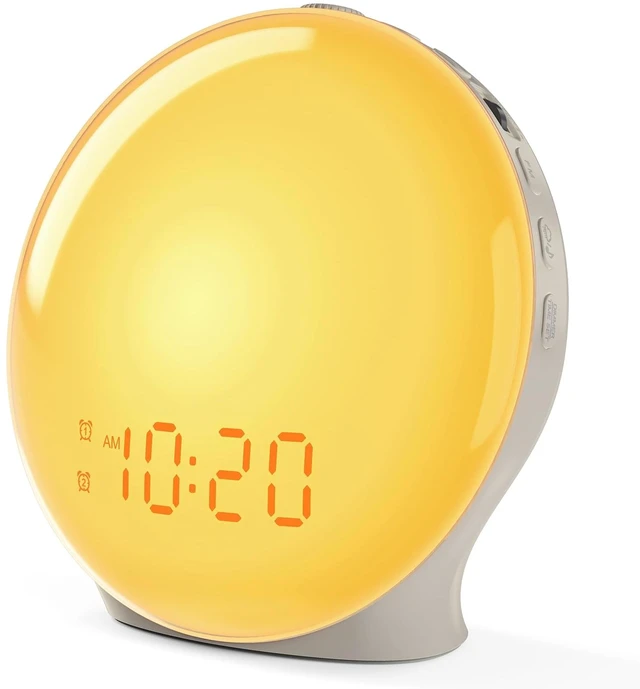Main image of Full-Screen Wake Up Light Sunrise Alarm Clocks for Bedrooms, White Noise Machine for Heavy Sleepers, 25 Natural Sounds, Dual Alarms, FM Radio, 17 Dimmable Colors, Bluetooth Speaker