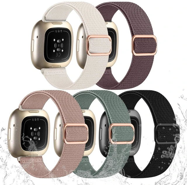 Main image of Stretchy Bands Compatible with Fitbit Versa 3/Versa 4/Sense 2/Sense Water-Resistant Elastic Band Compatible with Fitbit Sense Bands for Women,Soft Sport Strap for Versa 4/Sense 2/Versa 3,5Pack