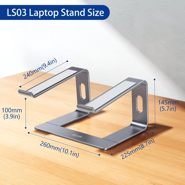 Alt view image 4 of 7 - LS03 Aluminum Laptop Stand, Ergonomic Detachable Computer Stand, Notebook Holder, Laptop Mount Compatible with Air, Pro, Dell, HP, Lenovo More 10-15.6" Laptops, Space Gray