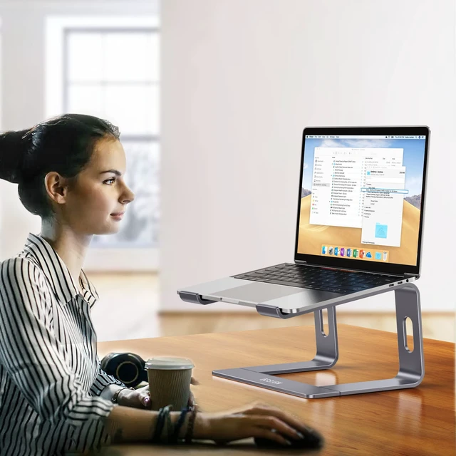 Alt view image 7 of 7 - LS03 Aluminum Laptop Stand, Ergonomic Detachable Computer Stand, Notebook Holder, Laptop Mount Compatible with Air, Pro, Dell, HP, Lenovo More 10-15.6" Laptops, Space Gray