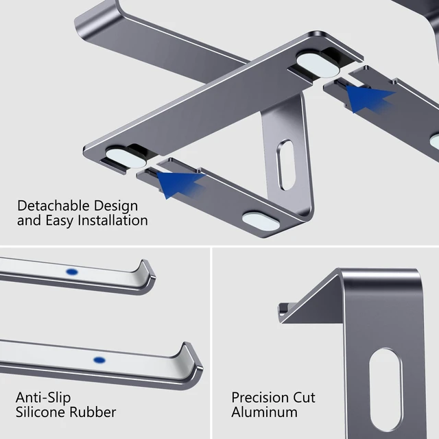 Alt view image 5 of 7 - LS03 Aluminum Laptop Stand, Ergonomic Detachable Computer Stand, Notebook Holder, Laptop Mount Compatible with Air, Pro, Dell, HP, Lenovo More 10-15.6" Laptops, Space Gray