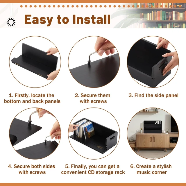 Alt view image 6 of 7 - 4 Set Wooden CD Storage Box,Holds 144 CDs(36 Each) Stackable CD Holder Organizer with Magnetic Front Flap and Carrying Handles for DVDs, Cassette Tapes and Movie Cases (Black)